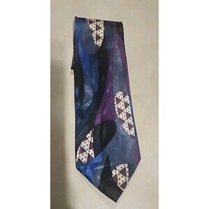 Men's ITALIANISSIMO Silk Tie Necktie ART DECOR BLUE Brown Purple Black